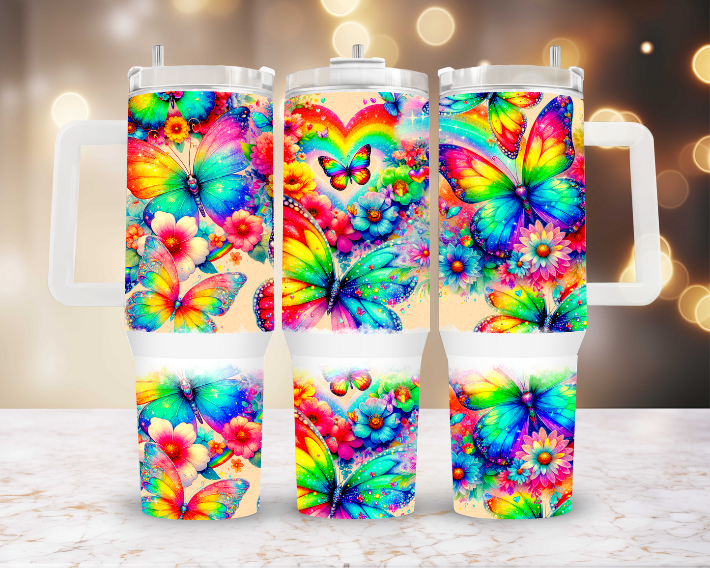 Rainbow With Butterflies